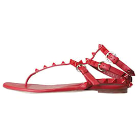 Valentino-Sandalias de gladiador rojas de piel con tachuelas - talla UE 35-Roja