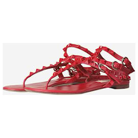 Valentino-Red gladiator rockstud leather sandals - size EU 35-Red