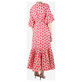 Autre Marque-Red belted silk floral-printed midi dress - size M-Red