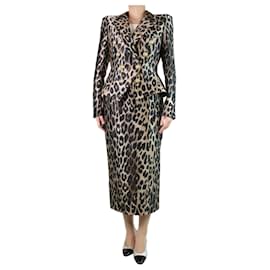 Balmain-Balmain Conjunto de blazer con estampado de leopardo y falda midi Animal Print - talla UK 14-Otro