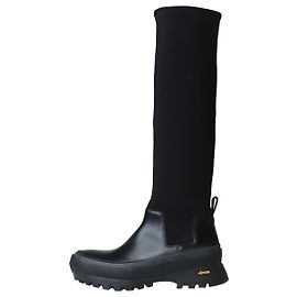 Jil Sander Black neoprene knee-high boots - size EU 38 Black