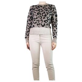 Max Mara Neutraler Mohairpullover mit Animalprint – Größe L Andere
