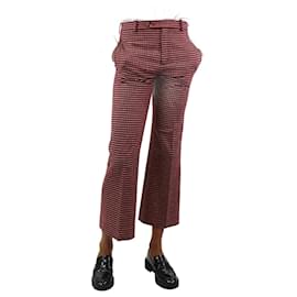 Chloé-Pantalon évasé en laine à carreaux rouges - taille UK 8-Rouge