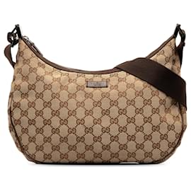 Gucci-Sac à bandoulière en toile GG marron Gucci-Marron,Beige