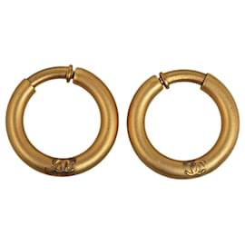 Chanel-Chanel Gold CC Hoop Earrings-Golden