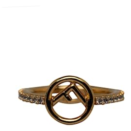 Fendi-Fendi Gold F é anel de cristal Fendi-Dourado