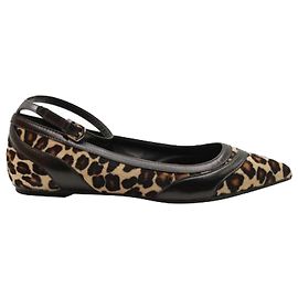 Tod's Leopard Print Flats with Ankle Strap Other