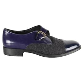 Tod's-Navy Felt and Leather Monk strap-Blue,Navy blue