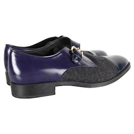 Tod's-Navy Felt and Leather Monk strap-Blue,Navy blue