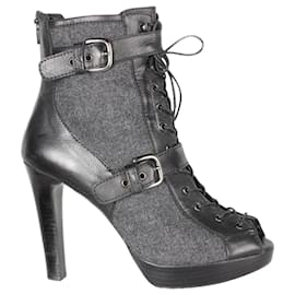 Stuart Weitzman-Lace-up Ankle Boots-Black