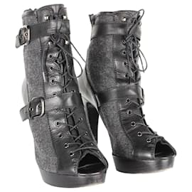 Stuart Weitzman-Lace-up Ankle Boots-Black