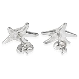 Tiffany & Co-TIFFANY & CO. Brincos Elsa Peretti Vintage Diamond Starfish em Platina 0.3 ctw-Prata,Metálico