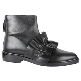 Msgm Bottines plates en cuir noires Noir