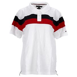 Tommy Hilfiger Mens Stripe Slim Fit Polo White