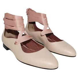 Bally-pastel pink/Beige Lavin Lace-Up Ballerina Shoes-Pink,Other
