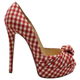 Christian Louboutin Bombas peep-toe Red Gingham Greissimo Vermelho