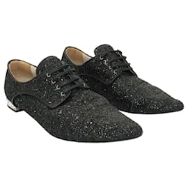 Miu Miu-Dark Grey Glitter Pointed Toe Shoes-Grey