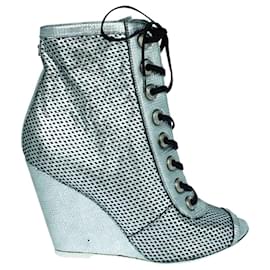 Chanel-Silver boots-Silvery,Metallic