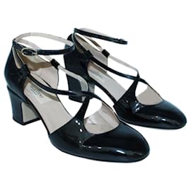 Valentino-Patent Leather Block Heels-Black