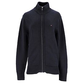 Tommy Hilfiger Grober Baumwollpullover für Herren mit durchgehendem Reißverschluss Marineblau