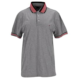 Tommy Hilfiger-Mens Contrast Collar Slim Fit Polo-Grey