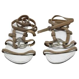 Tod's-White Strapped Buckle Sandals-White