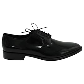 Saint Laurent-Sapatos de couro envernizado pretos com cordões-Preto