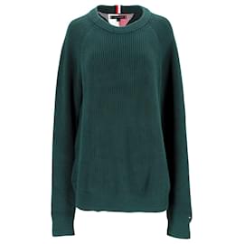 Tommy Hilfiger-Suéter masculino de malha canelada de algodão orgânico-Verde