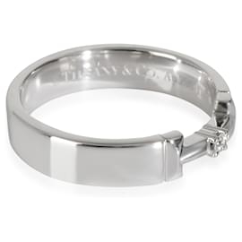 Tiffany & Co-TIFFANY & CO. T Diamond Ring in 18K White Gold F-G VS 0.02 ctw-Silvery,Metallic