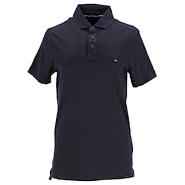Tommy Hilfiger-Mens Jacquard Flag Embroidery Slim Fit Polo-Navy blue
