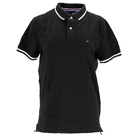 Tommy Hilfiger Polo de ajuste regular com gola com ponta masculina Preto