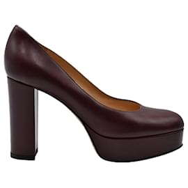 Gianvito Rossi-Dark brown/ Burgundy Block Heels with Platform-Red,Dark red
