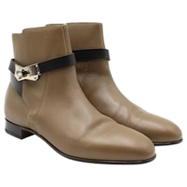 Hermès-Neo Boots with Kelly Lock in Brown-Brown