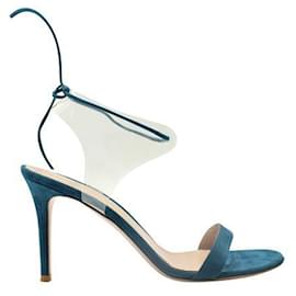 Gianvito Rossi-Sandálias com tiras de camurça de PVC Teal lBue-Azul