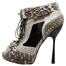 Alexander Mcqueen-Lace-Up Detailed Peep-Toe Booties-Other