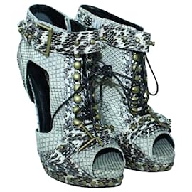 Alexander Mcqueen-Lace-Up Detailed Peep-Toe Booties-Other
