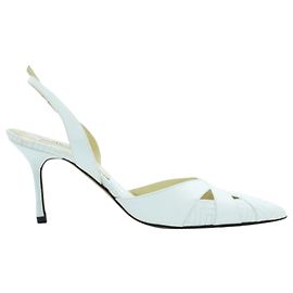 Versace Vintage Pointed Toe Slingback Heels White