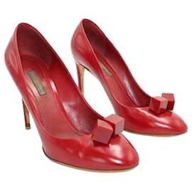 Louis Vuitton-Red Leather Cubic Wonder Heels-Red