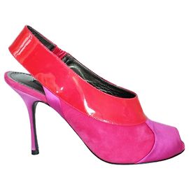 Dolce & Gabbana Pink and Red Peep-Toe Heels Pink