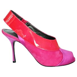 Dolce & Gabbana-Rosa und rote Peep-Toe-Heels-Pink