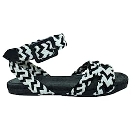 Hermès-Black and White Espadrilles Sandals-White