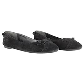 Balenciaga-Chaussures plates Arena en daim noir-Noir