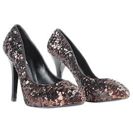 Dolce & Gabbana-Zapatos de tacón de lentejuelas negros-Negro