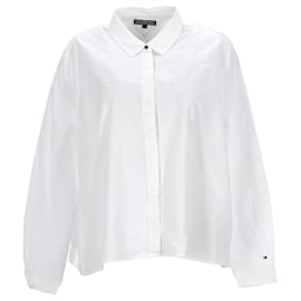 Tommy Hilfiger-Womens Regular Fit Long Sleeve Shirt Woven Top-White