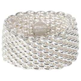 Tiffany & Co-TIFFANY & CO. Somerset Mesh Ring aus Sterlingsilber-Silber,Metallisch