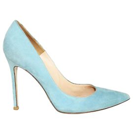 Gianvito Rossi Escarpins à bout pointu en daim bleu clair Bleu