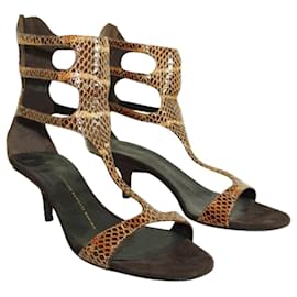 Gianvito Rossi-Snakeskin Sandals with Low Heel-Other