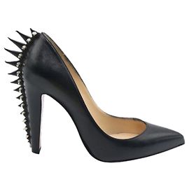 Christian Louboutin Black Punk Mohawk Spike Studded High Heel Black