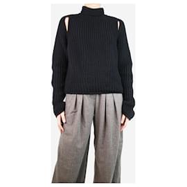 Calvin Klein-Jersey de cuello alto de lana recortado negro - talla L-Negro