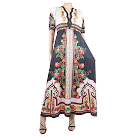 Autre Marque-Vestido largo de seda con estampado floral multicolor - talla UK 12-Multicolor